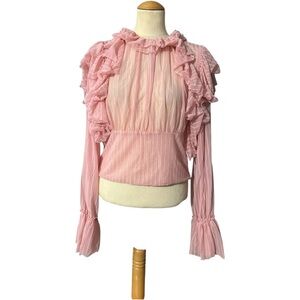 Banjul Ruffle Longsleeve Blouse Pink Large